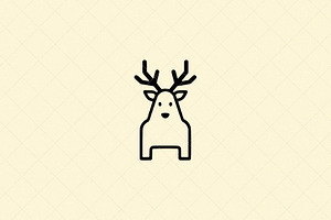 Minimalist Deer Icon Animal