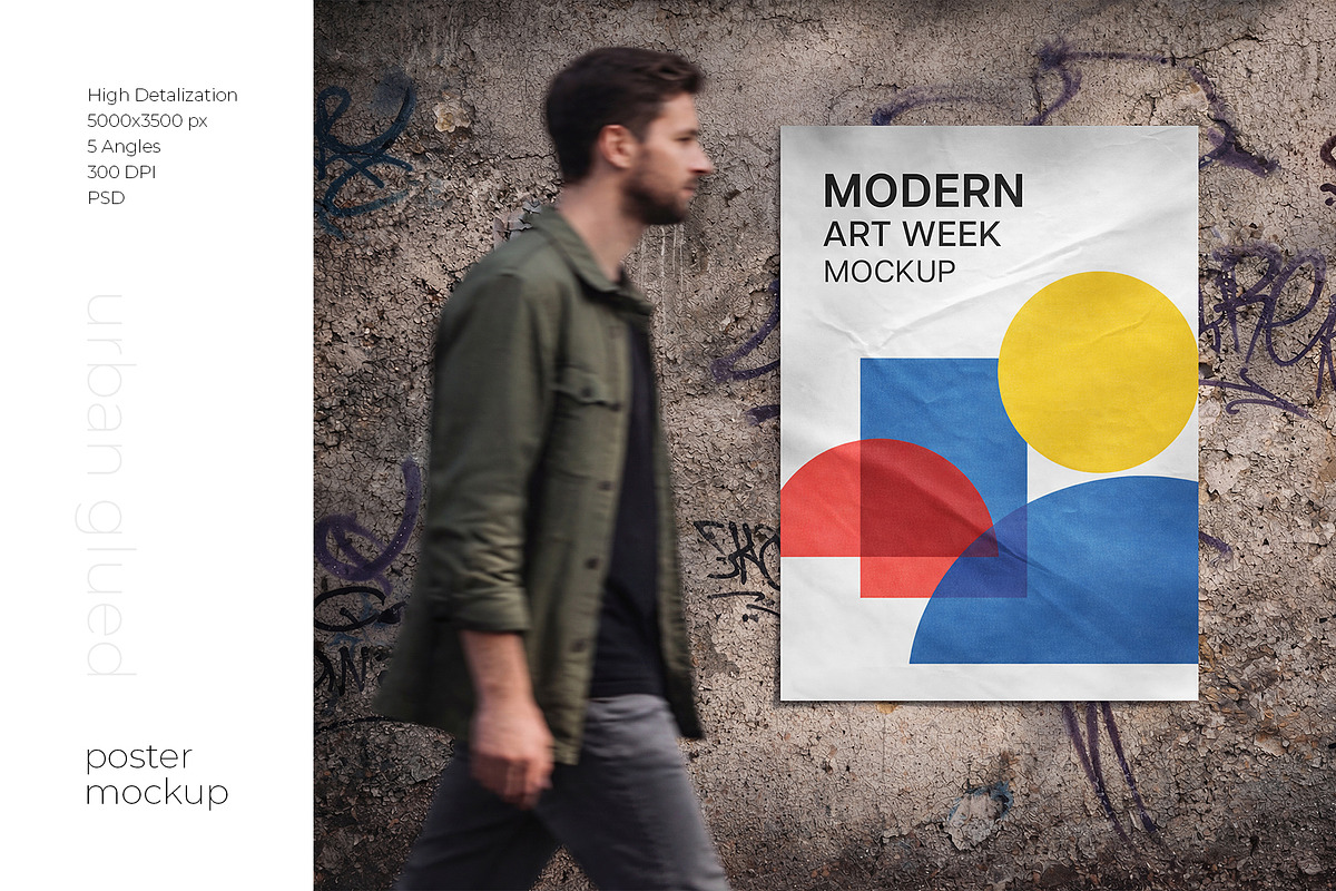 Urban Glued Poster Mockup Set, an Advertising Mockup by Country4k (Photo 1 of 6)