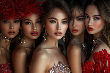 Modeling showcase featuring five wom, a Photo by Tanuart
