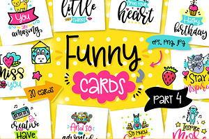 30 Funny Color Cards with Quote