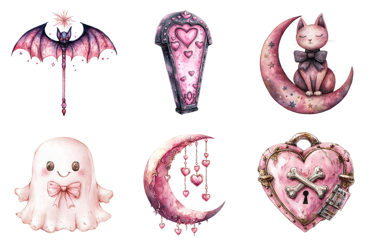 Pink Pastel Halloween Clipart, an Illustration by SinaCreation (Photo 3 of 5)