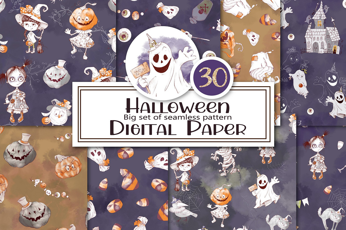 Halloween seamless patterns, a Pattern Graphic by Yuliya Art (Photo 1 of 10)