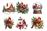 Christmas Red Cardinal Clipart, an Illustration by SinaCreation (Thumbnail 3 of 7)