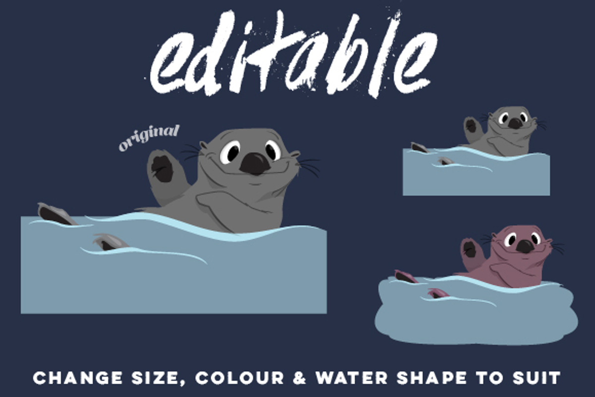 Hand-Drawn Otter Vector Cartoon, an Animal Illustration by Rainy City Press (Photo 2 of 3)