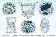 Inky Zodiac - Element of Water, an Illustration by AntonPix Studio (Thumbnail 1 of 10)