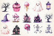 Watercolor Pink Halloween Clipart, an Illustration by Rose Art (Thumbnail 2 of 3)