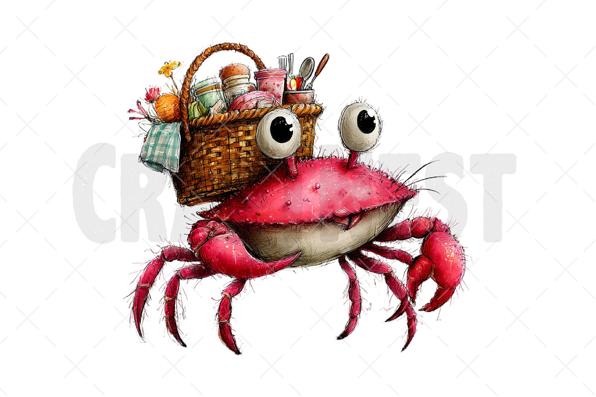 Whimsical Summer Crab Clipart, an Illustration by Craft Nest (Photo 12 of 12)