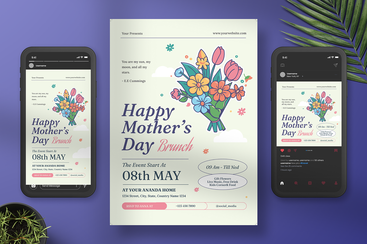 Happy Mother's Day Brunch Flyer, a Flyer Template by Annora Studio (Photo 3 of 4)