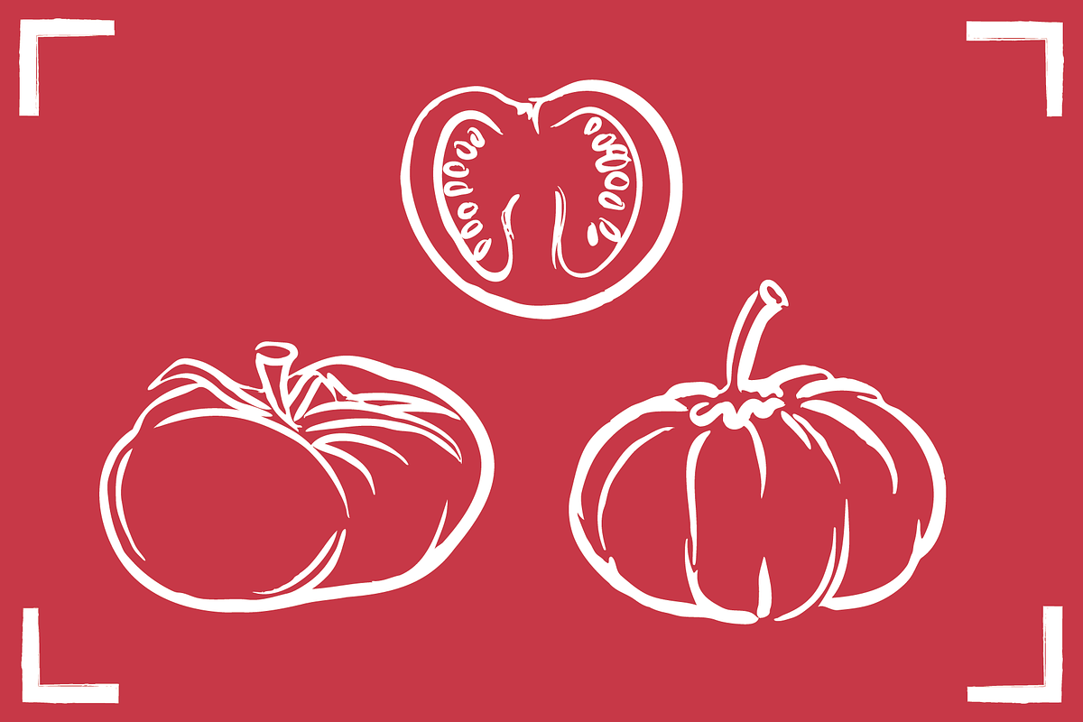 TOMATO LINE ART SET (24 elements), a Food Illustration by Bonfloret Studio (Photo 6 of 9)