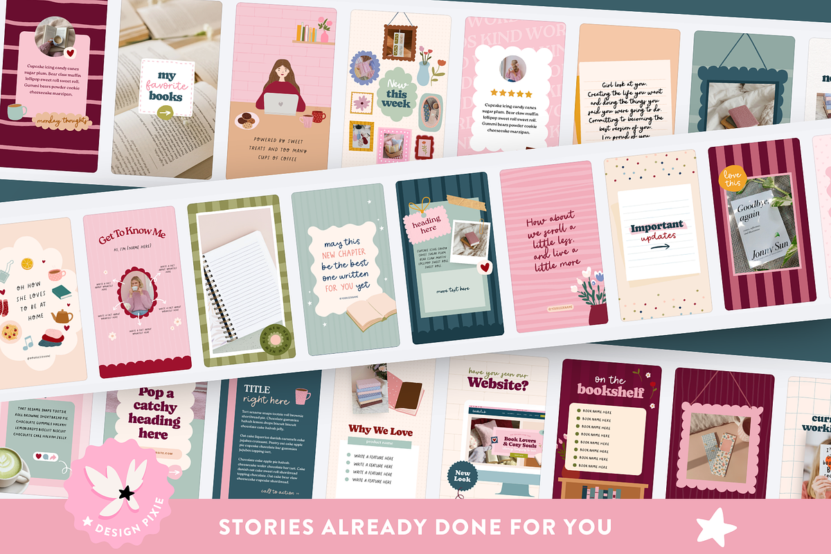 Bookstagram Templates for Instagram, a Social Media Template by Design Pixie (Photo 5 of 9)