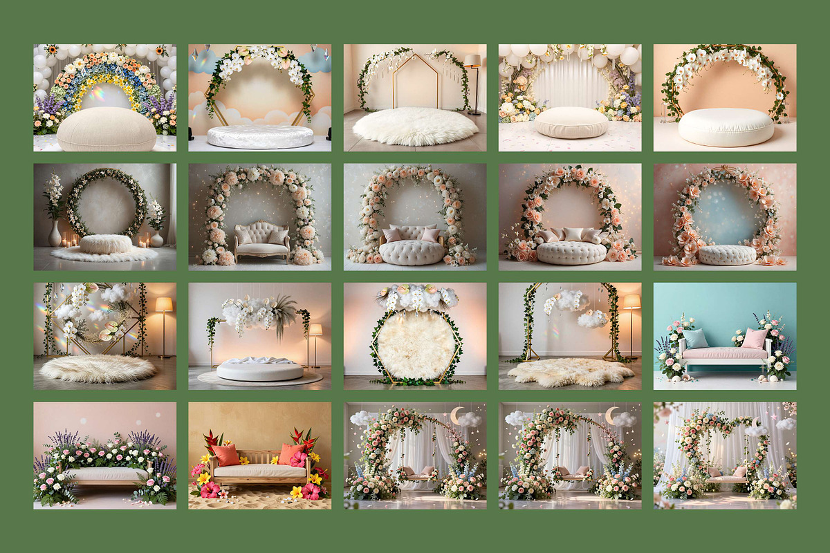 41 Flower Arch Digital Backdrops, a Background Graphic by 3Motional (Photo 8 of 8)