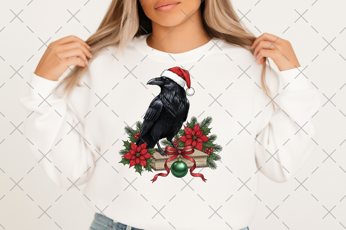 Christmas Raven on Book, an Illustration by Craft Nest (Photo 2 of 6)