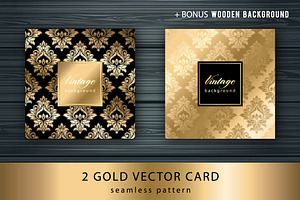 Gold Card With Seamless Pattern