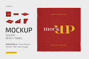 Square Beach Towel Mockup Set, a Product Mockup by Country4k (Thumbnail 1 of 4)