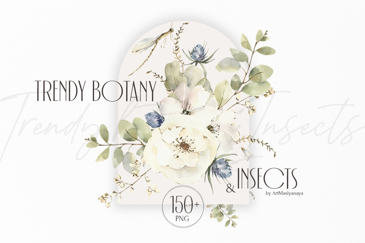 Trendy botany Watercolor collection, an Object Illustration by ArtMaslyana (Photo 1 of 10)