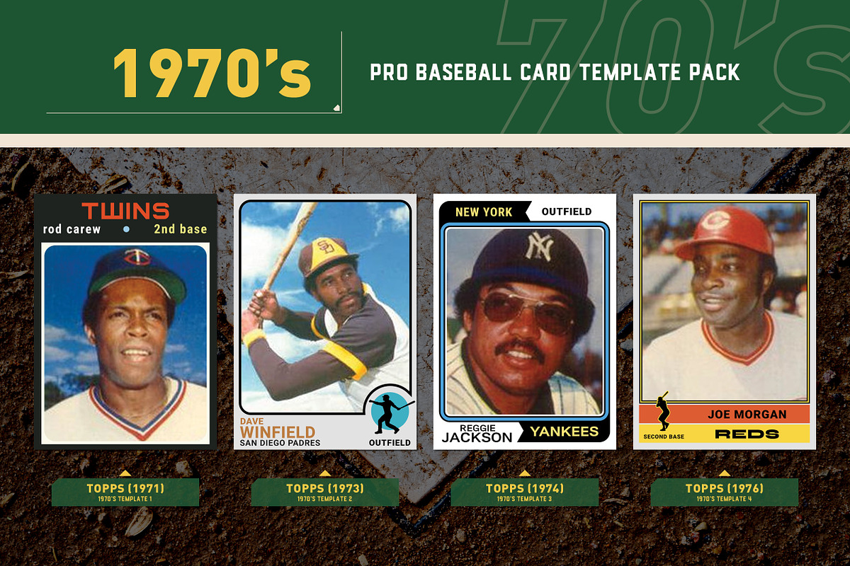 1970's Pro Baseball Card Templates, a Card Template by Chris Weibring (Photo 4 of 11)
