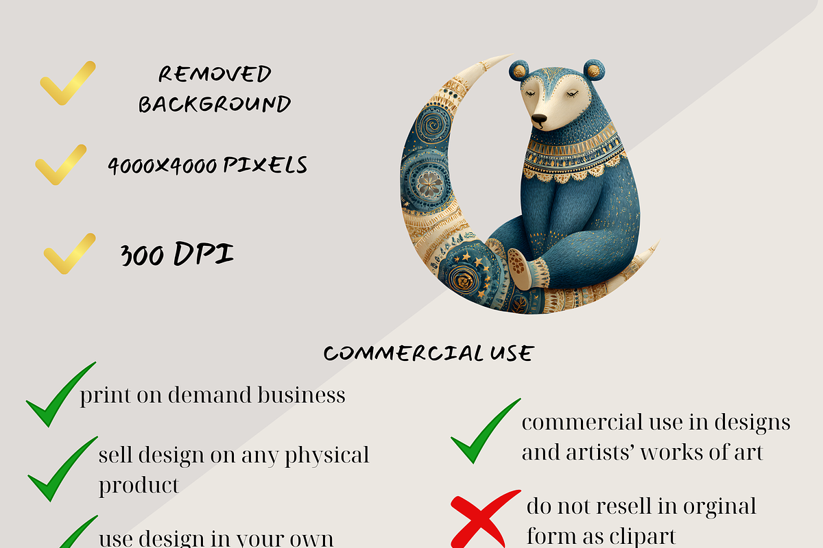 BLUE FOLK BEAR BABY SHOWER CLIPART, an Animal Illustration by Daring Digies (Photo 6 of 9)