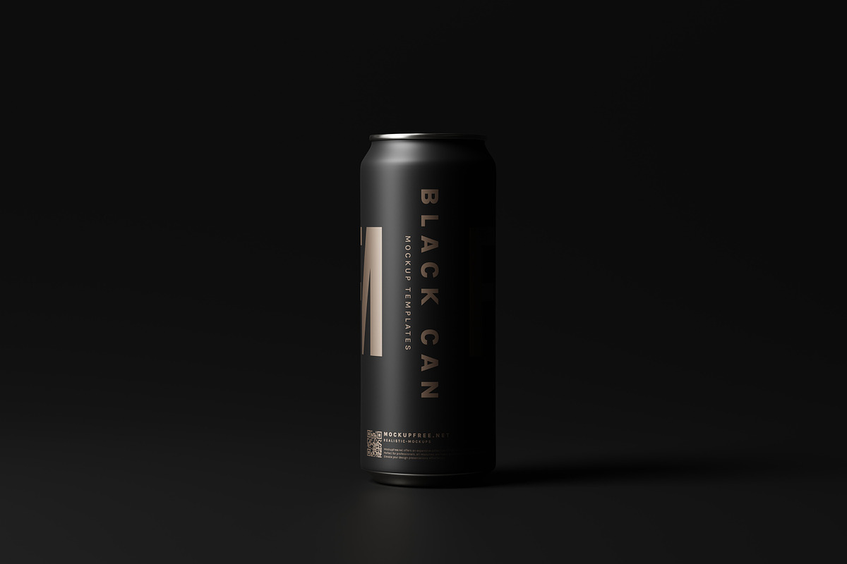Black Soda or Beer Can Mockups, a Packaging Mockup by MockupFree.Net (Photo 3 of 15)