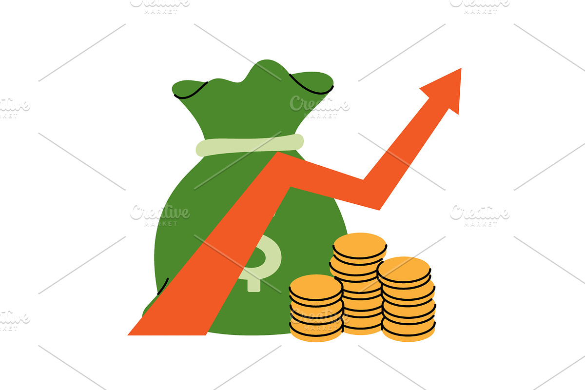 Arrow up with bag money. Business, a Finance Illustration by GraphiShop