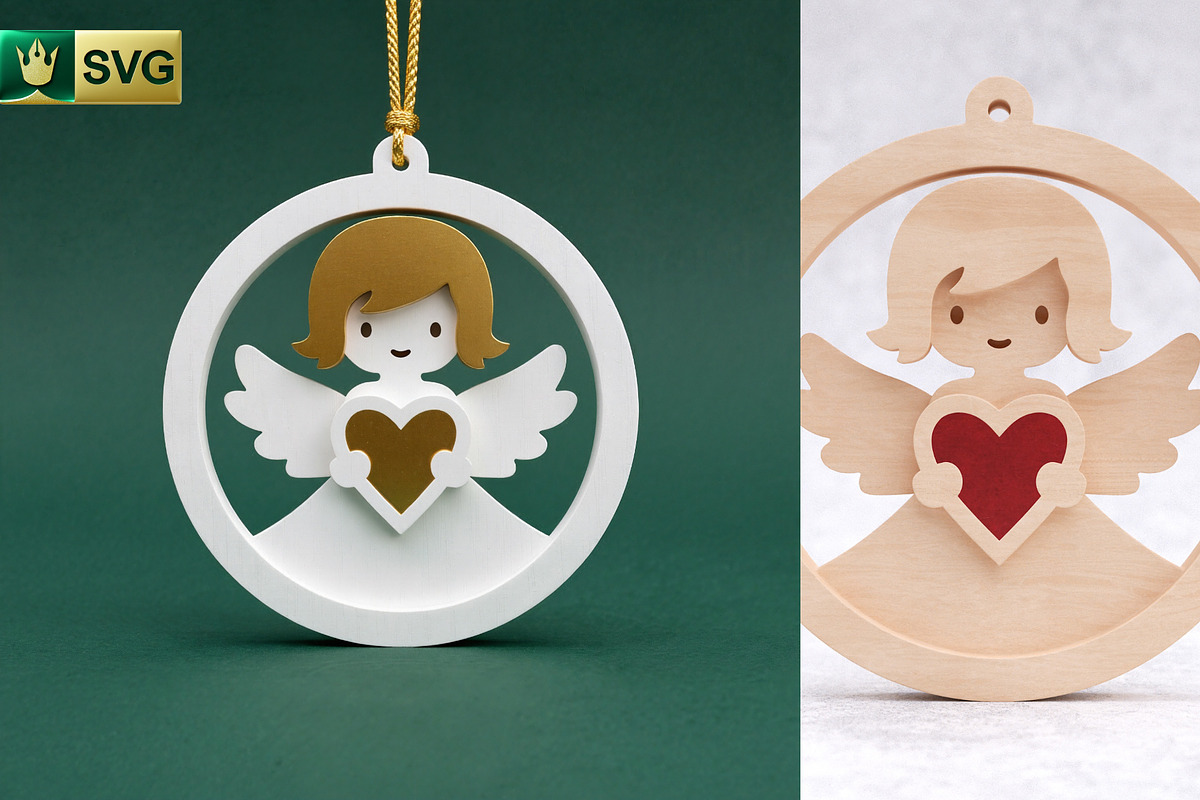 Angel Ornament 3D Layered SVG Cut, an Object Graphic by pixaroma (Photo 1 of 10)