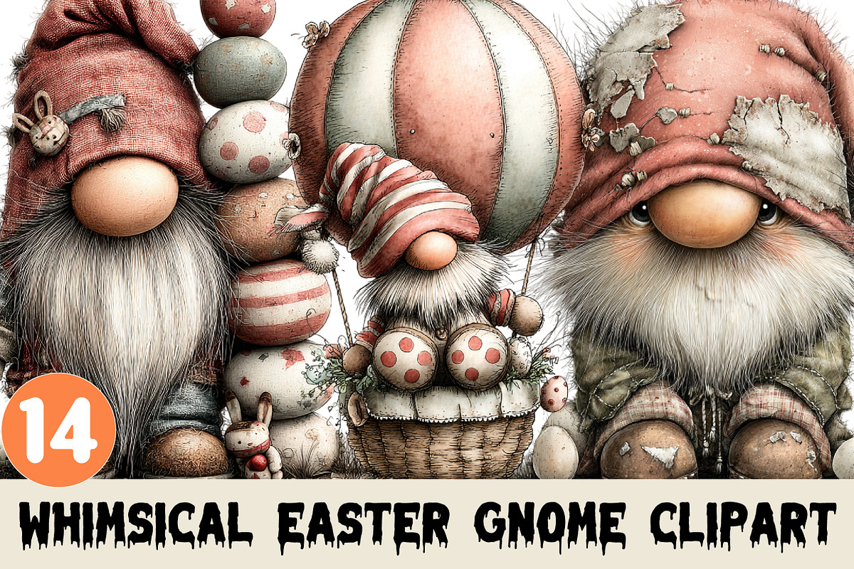 Whimsical Easter Gnome Clipart, a Graphic by CitraGraphics (Photo 1 of 4)