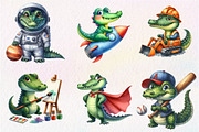 Cute Crocodile Clipart, an Illustration by CreationArt (Thumbnail 2 of 5)