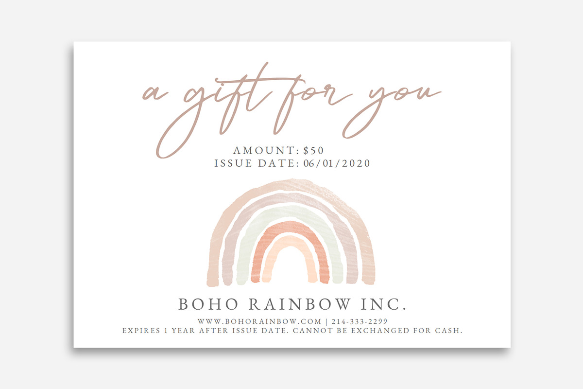 Boho Rainbow Gift Certificate, a Card Template by DesignStudioTeti (Photo 1 of 4)
