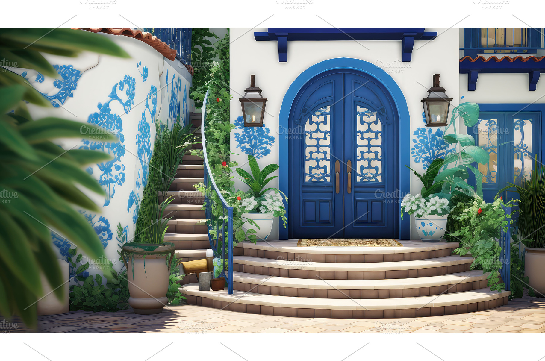 way house entry ai generated, an Architecture Photo by pikepicture