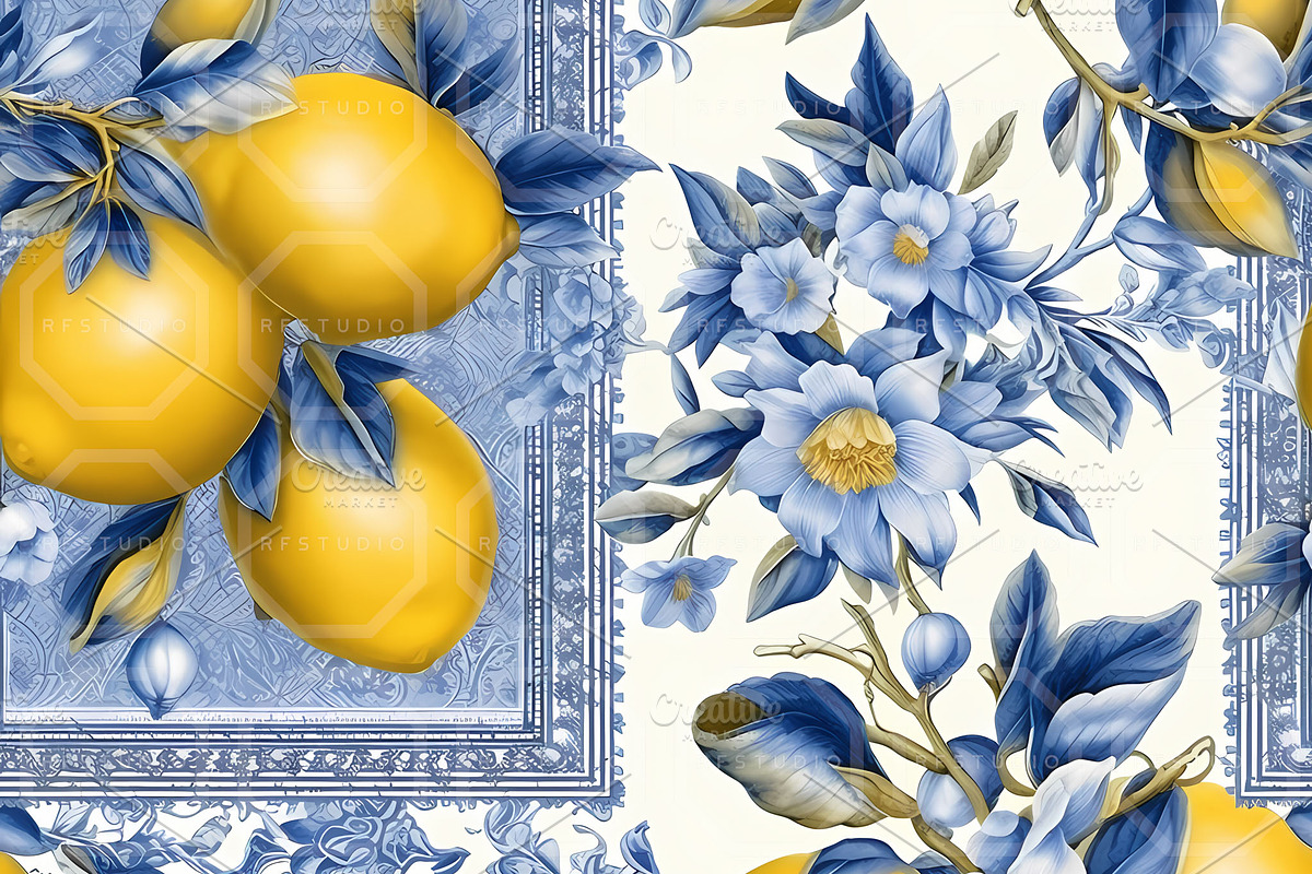 SICILIAN GARDEN SEAMLESS BUNDLE I, a Texture Illustration by RefinedFantasyStudio (Photo 4 of 9)