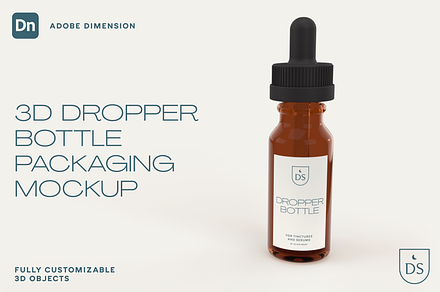 3D Dropper Bottle Mockup