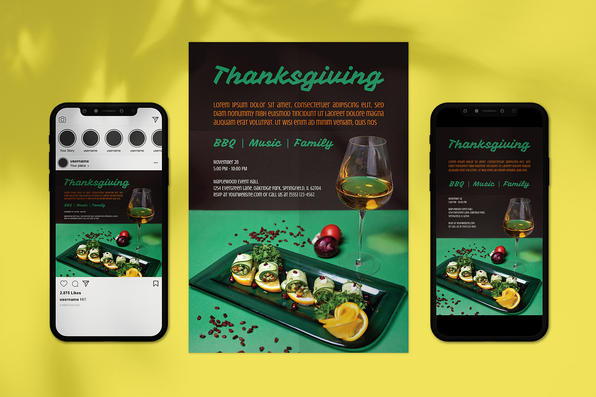Thanksgiving Poster + Social Media, a Flyer Template by Juru Rancang Graphic (Photo 1 of 3)