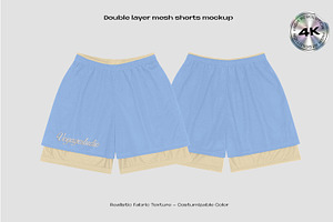 Double layer mesh shorts mockup