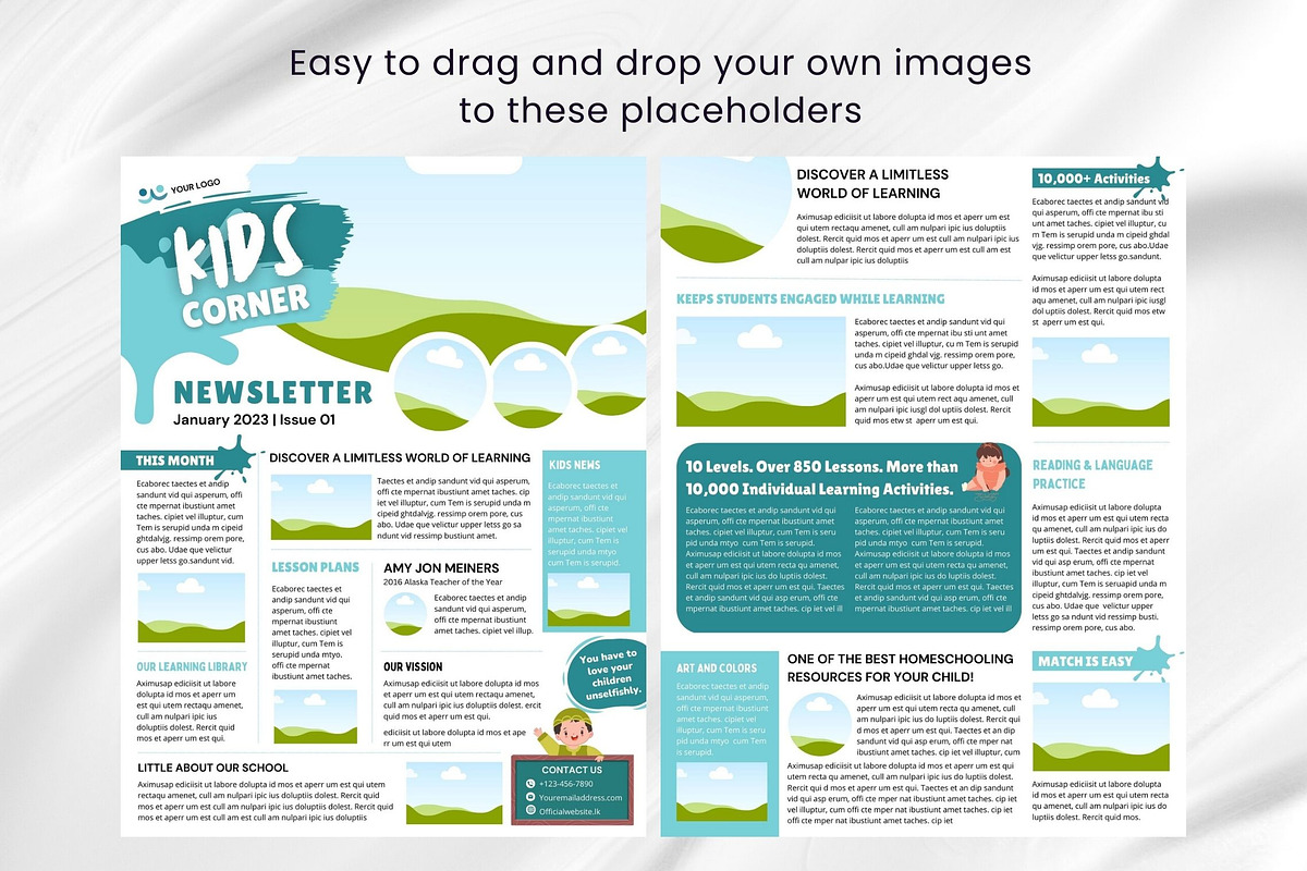 Canva Newsletter Template for Kids, a Flyer Template by PixelCraft (Photo 10 of 15)