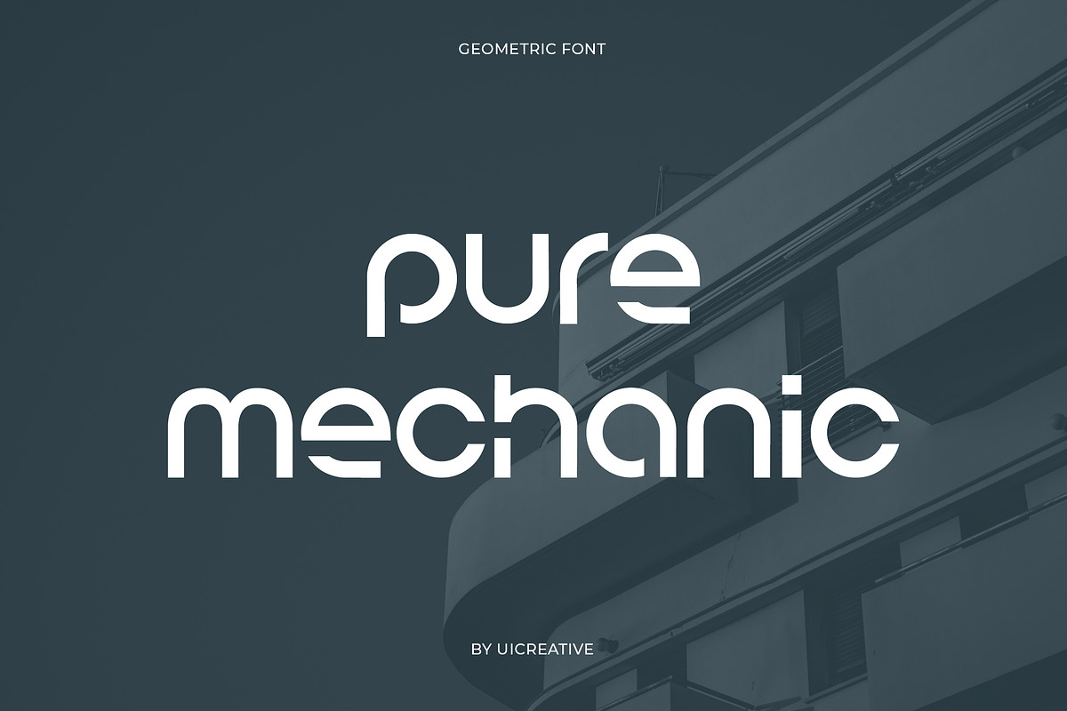 Pure Mechanic Futuristic Sans Serif, a Sans Serif Font by UICreative (Photo 1 of 12)