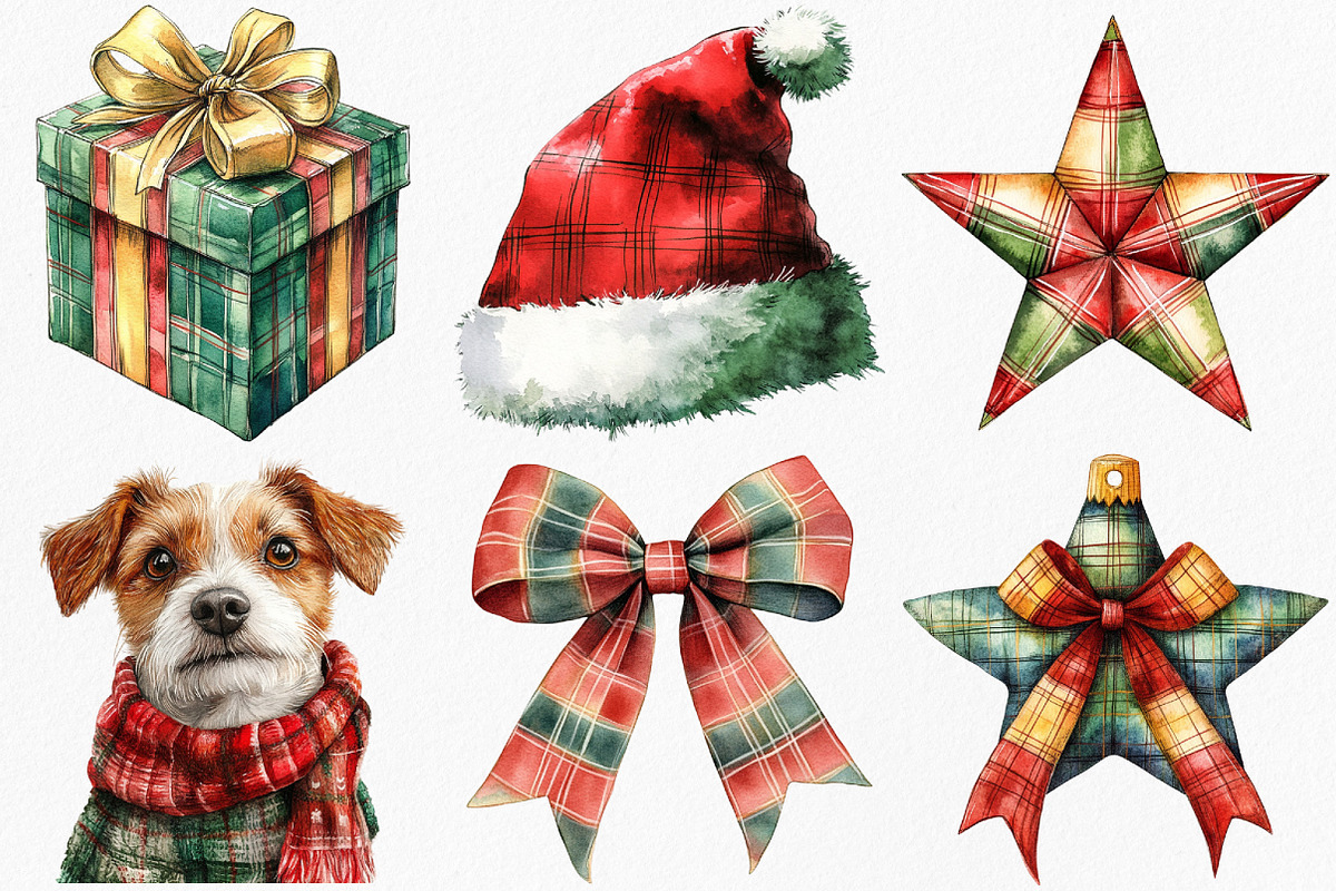 Watercolor Red Green Plaid Christmas, an Illustration by Canvas Craft (Photo 3 of 7)