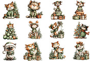 whimsical Christmas cat clipart, an Illustration by CraftArtStudio (Thumbnail 2 of 6)