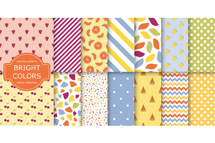 Summer bright seamless patterns