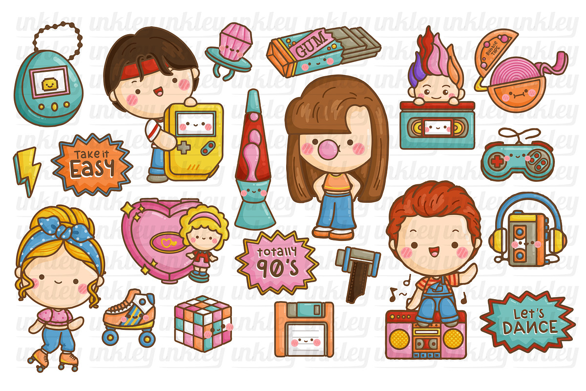 90s Kids Pop Culture Clipart, a Person Illustration by Inkley Studio (Photo 2 of 2)