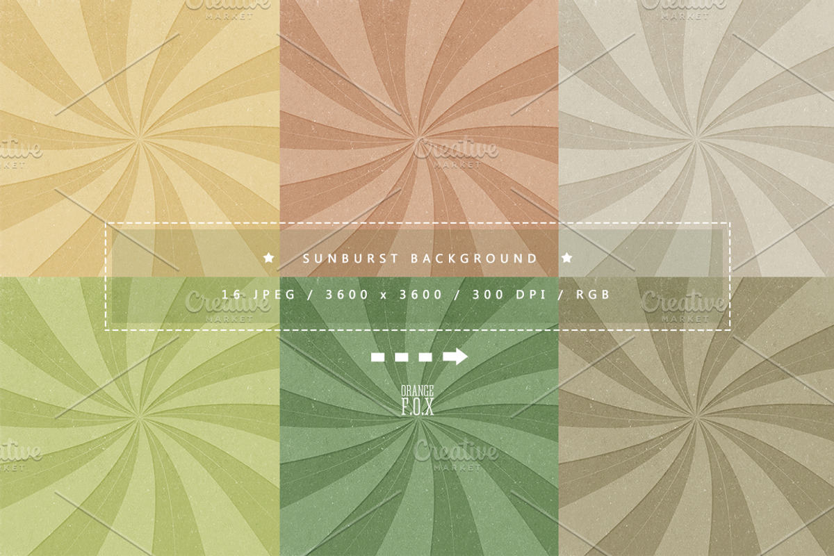 16 Sunburst Backgrounds, a Texture Graphic by Orange Fox