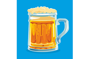 Glass with three types beer. Vintage, a Food Illustration by MoreVector