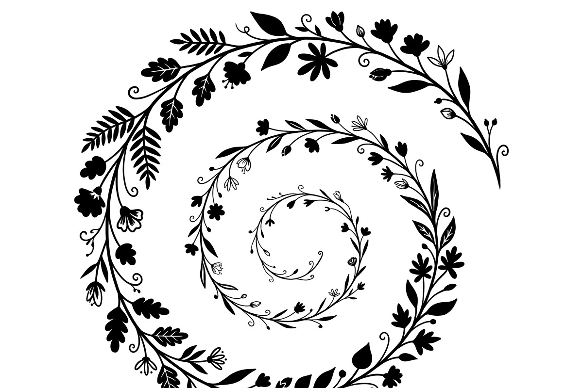 50 Elegant Floral Leaf Spiral Frame, a Decorative Illustration by Amazin_art (Photo 5 of 39)