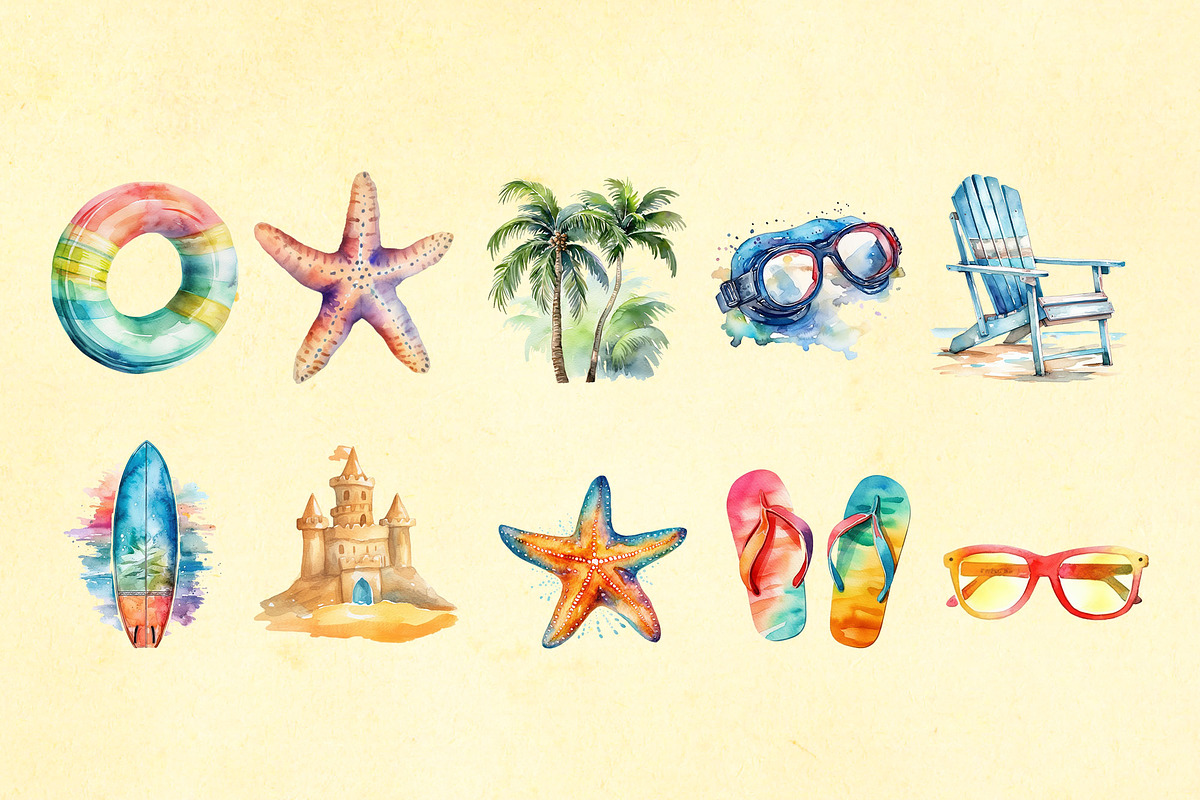 Summer Splash Watercolor Clip Art, an Object Graphic by Hues of Hodges (Photo 4 of 5)