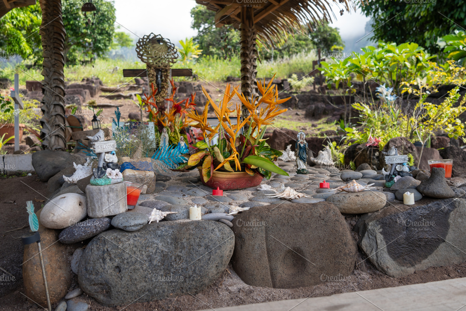 Ancient cemetery in Atuona, Hiva Oa, French Polynesia, Marquesas, an Architecture Photo by GoodGoods