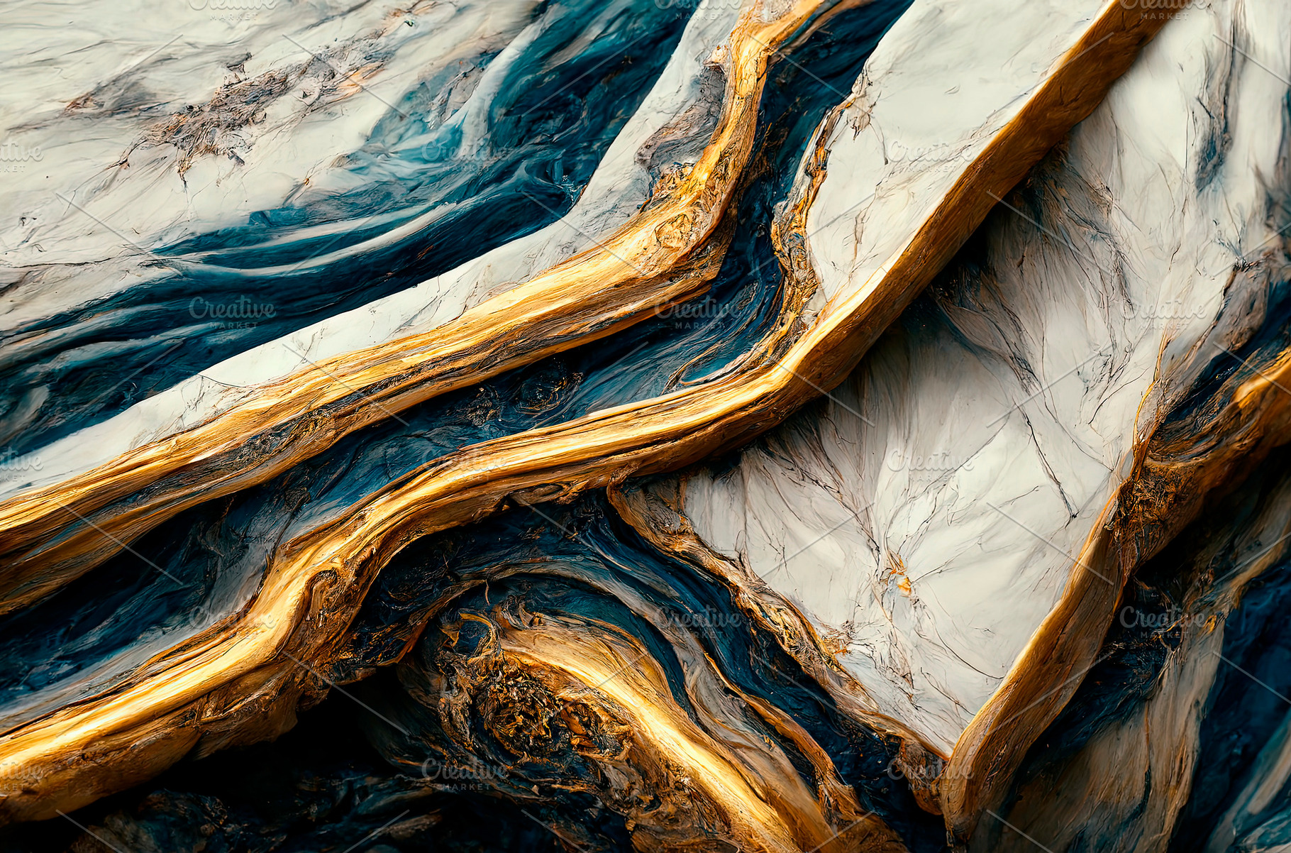 Luxury marble texture background white, blue and gold. Natural s, an Abstract Photo by hitdelight