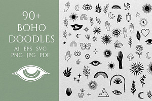Whimsical Boho SVG Clipart Line Art