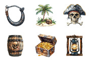 Watercolor Pirate Clipart Bundle, an Illustration by SinaCreation (Thumbnail 2 of 5)
