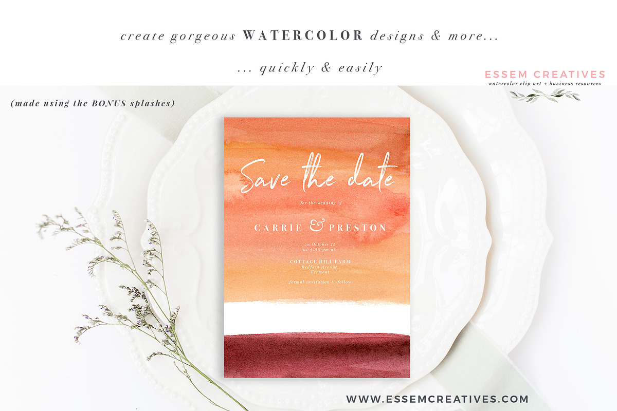 Orange Pink Fall Watercolor Flowers, an Illustration by Essem Creatives (Photo 11 of 12)