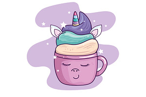 Cute Cup Unicorn With Stars