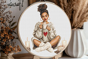 Girl with Coffee Cross Stitch PDF, a Templates & Theme by LeCoqDesign (Thumbnail 3 of 6)