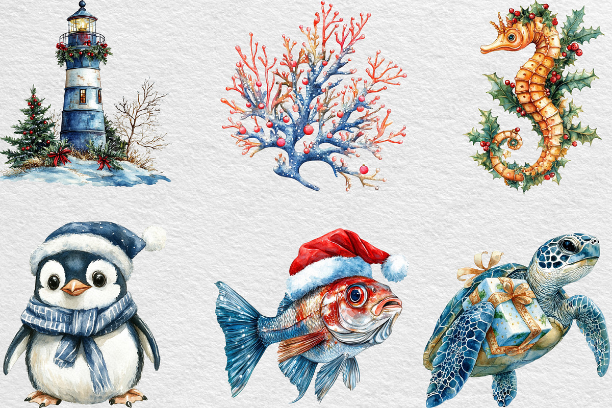 Merry Maritime Christmas Clipart, an Illustration by Black Bird Studio (Photo 4 of 6)